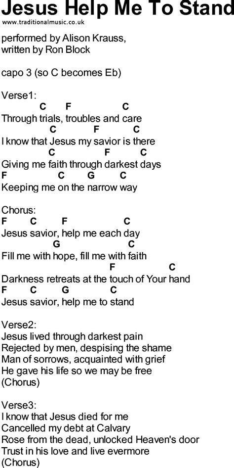 Bluegrass songs with chords - Jesus Help Me To Stand