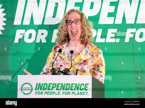 Co-leader of the Scottish Green Party Lorna Slater delivers her keynote speech at the 2023 ...