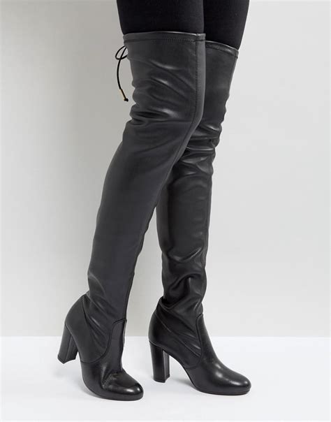 Dune Sybil Leather Over Knee Boots in Black | Lyst