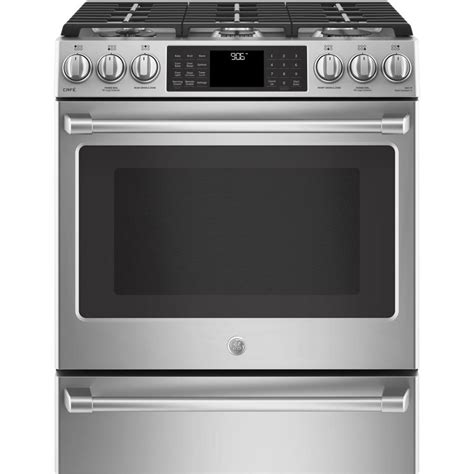 GE Cafe 6-Burner 5.6-cu ft Self-cleaning Slide-In True Convection Gas Range (Stainless Steel ...