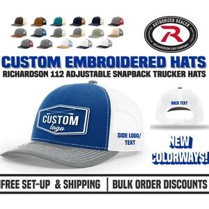 Richardson 112 Hats Custom Logo Embroidered Hats Design - Etsy