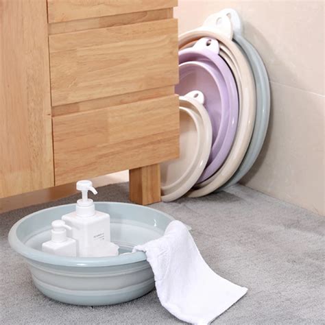 Portable Folding Washbasin Household Plastic Laundry Tub Travel Thickened Large Wash Basin ...