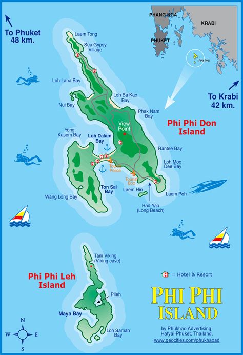 Phi Phi Island Map - Phi Phi Island • mappery | Phi phi island, Krabi ...