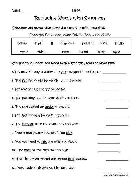 Englishlinx.com | Synonyms Worksheets