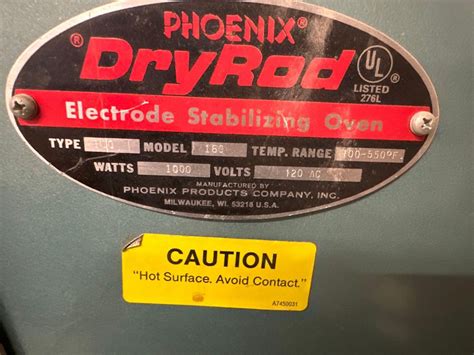 PHOENIX DRY ROD ELECTRODE STABILIZING OVEN Item Location - Phoenix, AZ