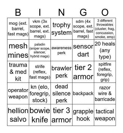 Blackout Bingo Card