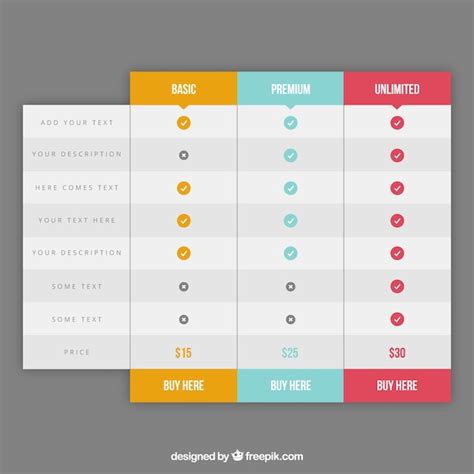 Pricing Table Vectors, Photos and PSD files | Free Download