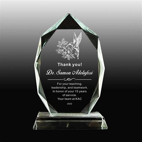 Personalized Glass Award ,employee, Retirement, Appreciation Gift , Graduation ,plaque, Crystal ...