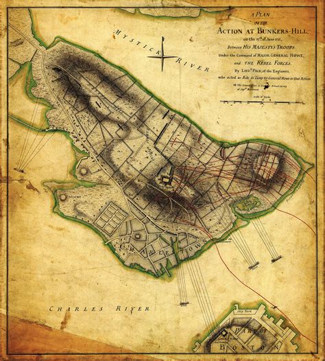 Plan of Action of the Battle of Bunker Hill, 1775 | Battlemaps.us