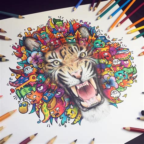 Vince Okerman on Instagram: “Tiger doodle is done ! 🐯 ️ This drawing ...