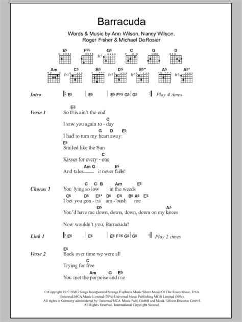 Barracuda by Heart - Guitar Chords/Lyrics - Guitar Instructor