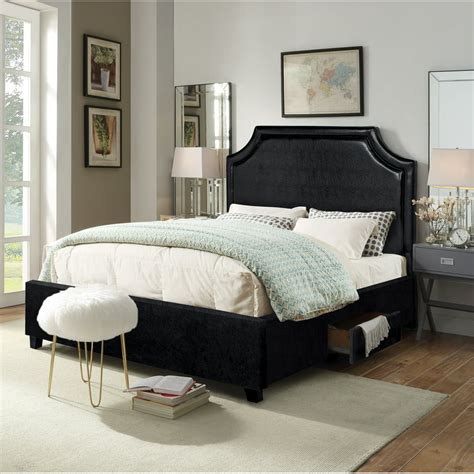 Chic Home Francis Platform Bed Frame with Headboard and Hidden Storage Drawers PU Leather ...