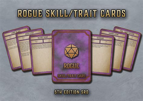 Dnd Rogue Skills and Traits Cards Character Skill Cards 5th Edition ...