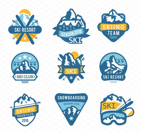 Ski resort logo emblems vector | Illustrations ~ Creative Market