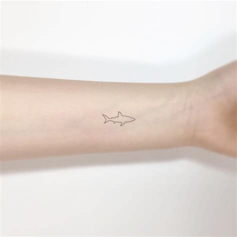 Fine Line Shark Temporary Tattoo set of 3 - Etsy