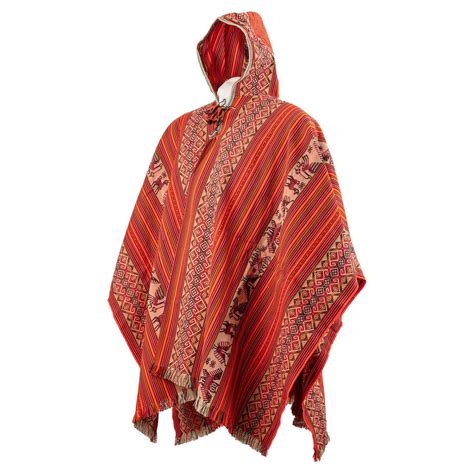 Hooded Peruvian Poncho Colorful Stripes, Peruvian Traditional Poncho ...