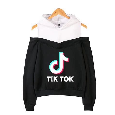 2021 TIK TOK Pink Hoodie Long Sleeve Sexy Off Shoulder Hooded ...