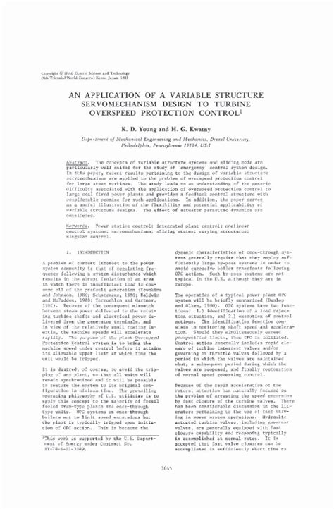 (PDF) An Application of a Variable Structure Servomechanism Design to Turbine Overspeed ...