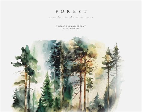 Forest Watercolor Landscapes Watercolor Backgrounds Digital Papers ...