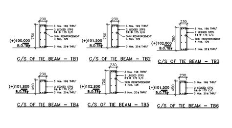 Tie beam detail drawing defined in this autocad file download this 2d autocad drawing file – Artofit