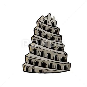 Tower of Babel. Ancient city Babylon of Mesopotamia and Iraq. Biblical story.: Graphic #205083637