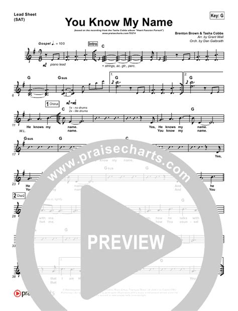 You Know My Name Sheet Music PDF (Tasha Cobbs / Jimi Cravity) - PraiseCharts