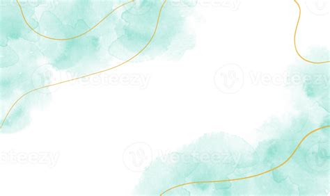 Abstract Green, Mint Pastel Watercolor Paint Stain Background With Gold Line 20575937 PNG