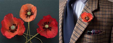 Red Poppy Boutonnieres For Remembrance Day, Veterans Day & Memorial Day