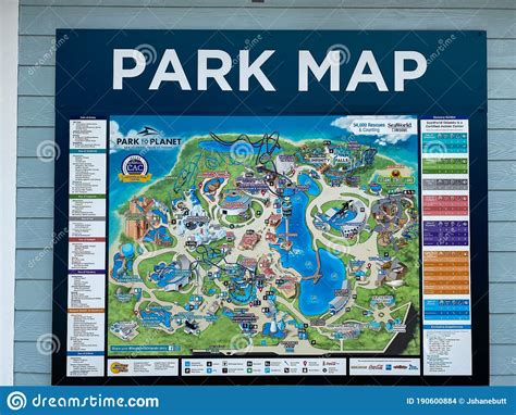 A Sign on a Building Wall that is the Park Map of Seaworld in Orlando, Florida Editorial Stock ...