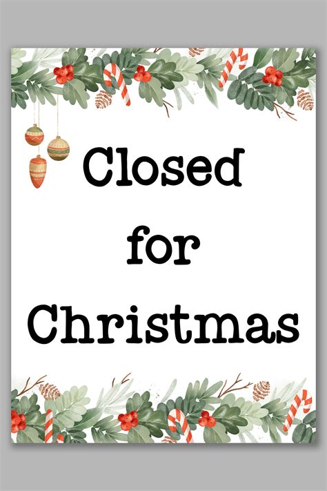 Free Printable Closed for Christmas Sign Template Set