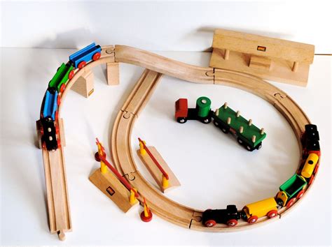 vintage brio trains and tracks wooden train by daisychainvintage