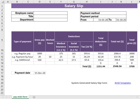 make salary slip in excel - Excel templates