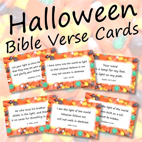 Christian Halloween Bible Verse Cards for Candy, Religious Halloween ...