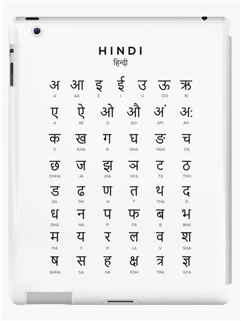 "Hindi Alphabet Chart, Hindi Varnamala Language Chart, White" iPad Case ...