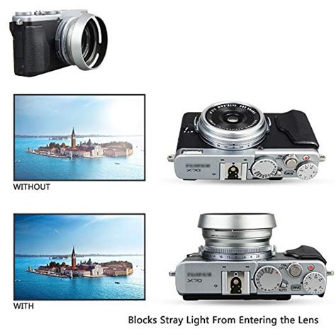 Lens Hood Set JJC Lens Shade for Fuji Fujifilm X100V X100F X100S X100T X100 X70 Replaces ...