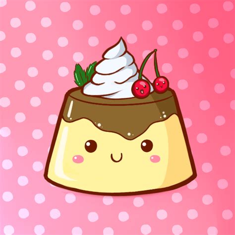 a cartoon dessert with whipped cream and cherries on it's top, sitting in front of a pink background