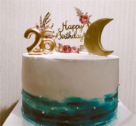 Birthday cake happy birthday moon cake decor birthday party 26 birthday | Pretty birthday cakes ...