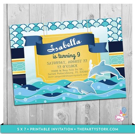 Dolphin Invitations, Dolphin Party, Printable Dolphin Birthday Party Invitations by The Party ...