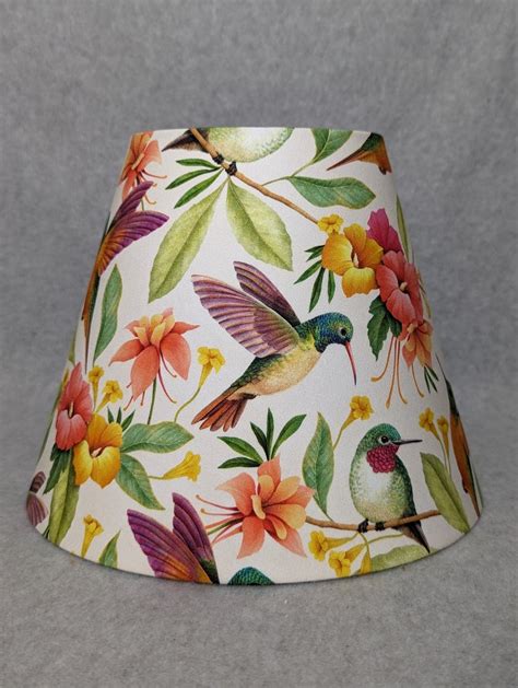 Hummingbird Lamp Shade. Hummingbirds. Birds. Trees. Flowers. Shades Are 9.5 X 5 X 7 Tall - Etsy