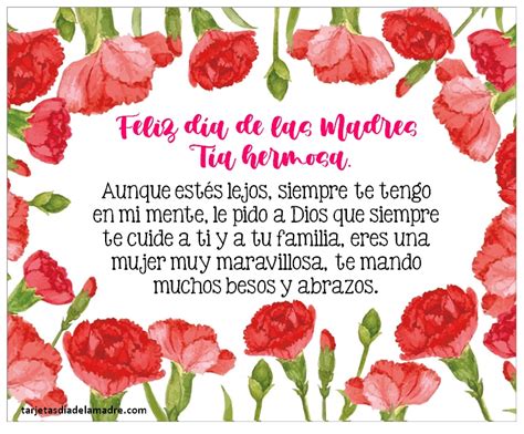 Frases Feliz día de la Madre Tía tarjetas día de la madre