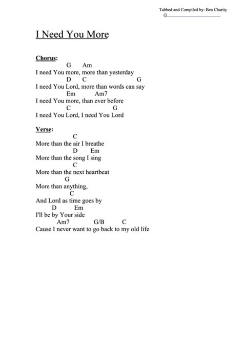 Lord I Need You Chords - Sheet and Chords Collection