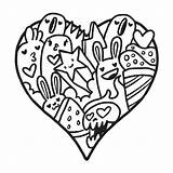 Heart Doodle Cute valentine coloring Page 14455125 Vector Art At Vecteezy sketch template