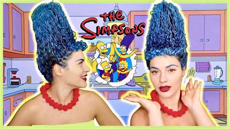 I TRANSFORMED MYSELF INTO MARGE SIMPSON FOR HALLOWEEN (curly hair) - YouTube