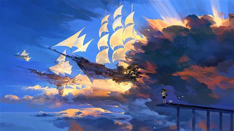 Soaring Fantasy Ships - HD Wallpaper by Hanyijie