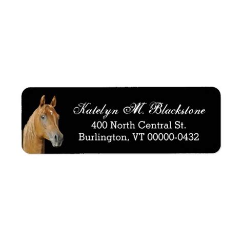 Brown Horse Custom Black Return Address Labels | Zazzle