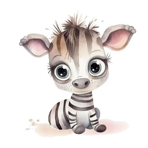 Premium Photo | A watercolor painting of a baby zebra.