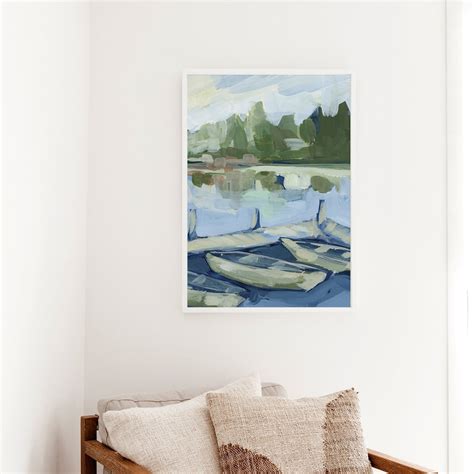 Lake Painting Lake Scene Artwork Modern Lakehouse Statement - Etsy