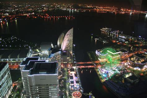 Minato Mirai as seen from 273 meters high at night - From northern ...