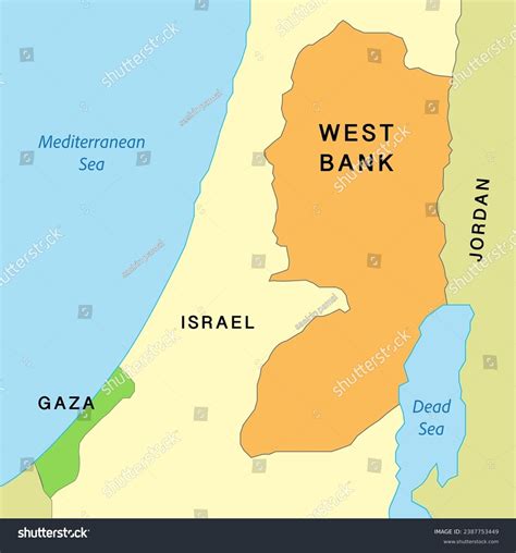 Gaza Strip West Bank Map Vector Stock Vector (Royalty Free) 2387753449 ...