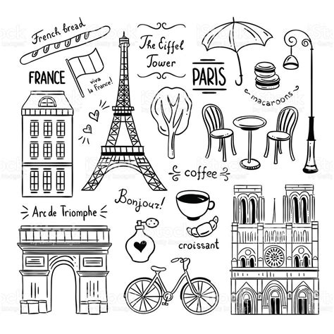 Paris hand drawn clipart. Illustrations of France and Paris | Doodle icon, France drawing, How ...